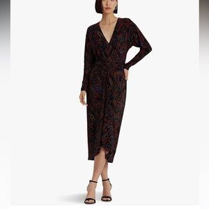🔥Lauren Ralph Lauren Multicolor Paisley Dress Sz 8 NWT